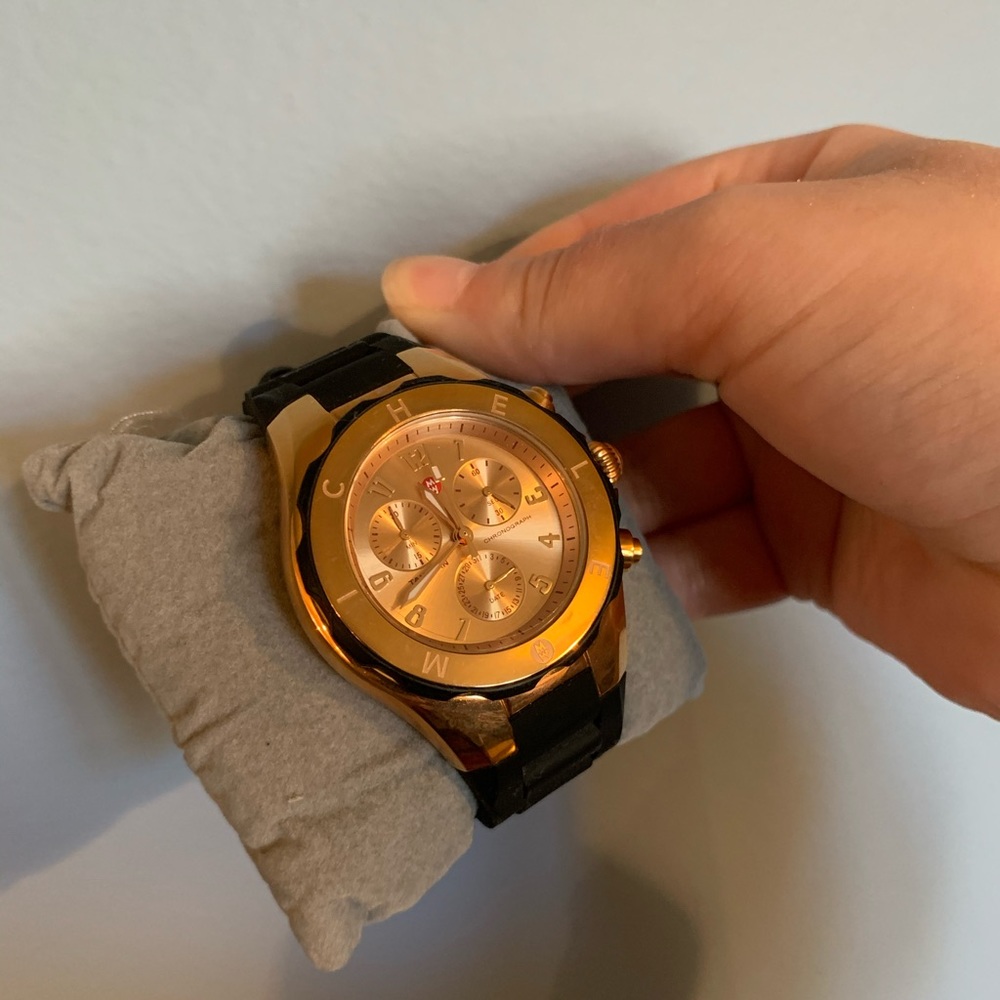 Michele watch black and gold with black band